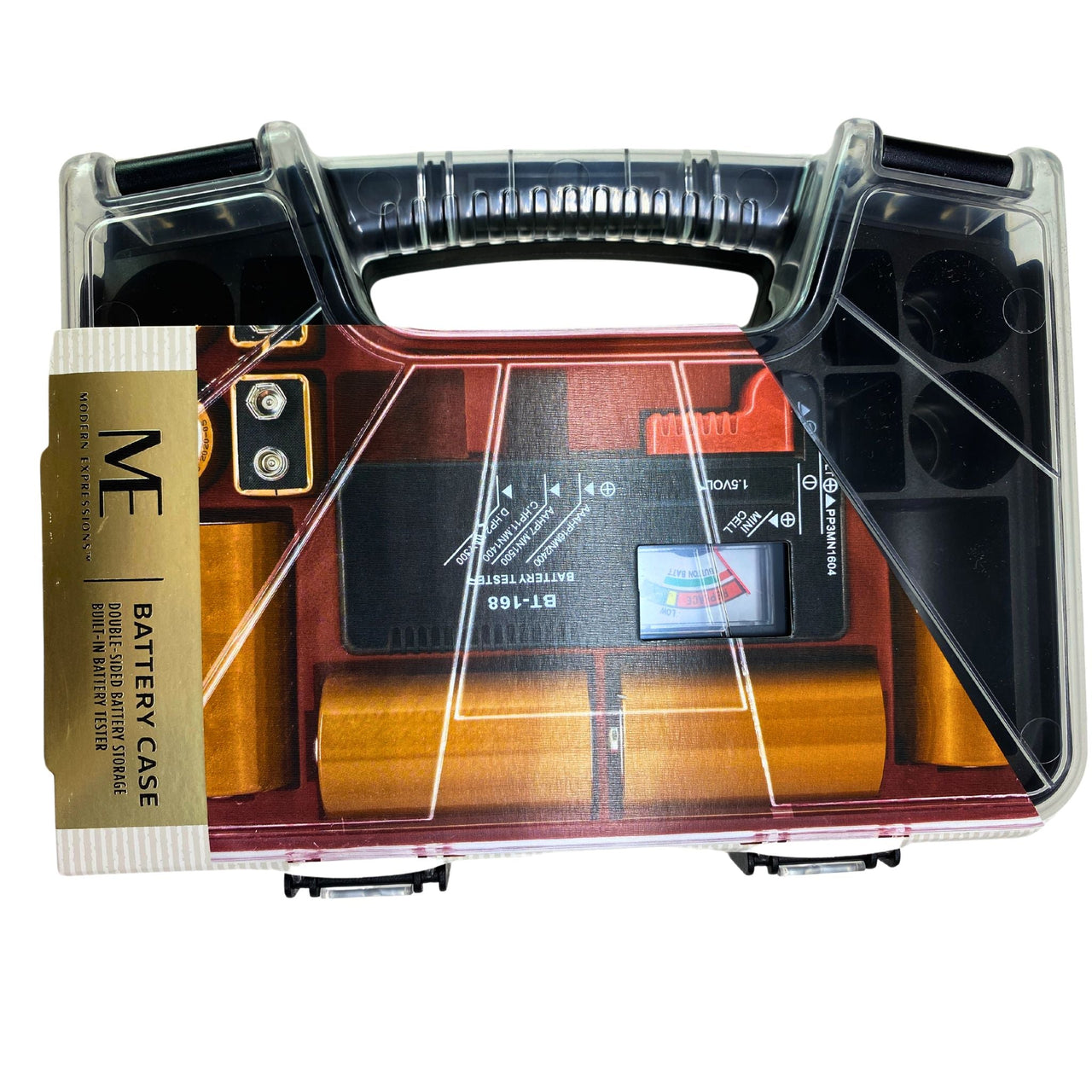 Battery Case Double-Sided Battery Storage Built-in Battery Tester