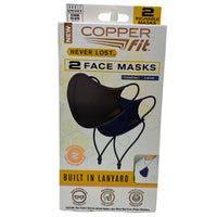 Thumbnail for COPPERfit Never Lost 2 Face Masks 1 Charcoal & 1 Blue Buillt In Lanyard