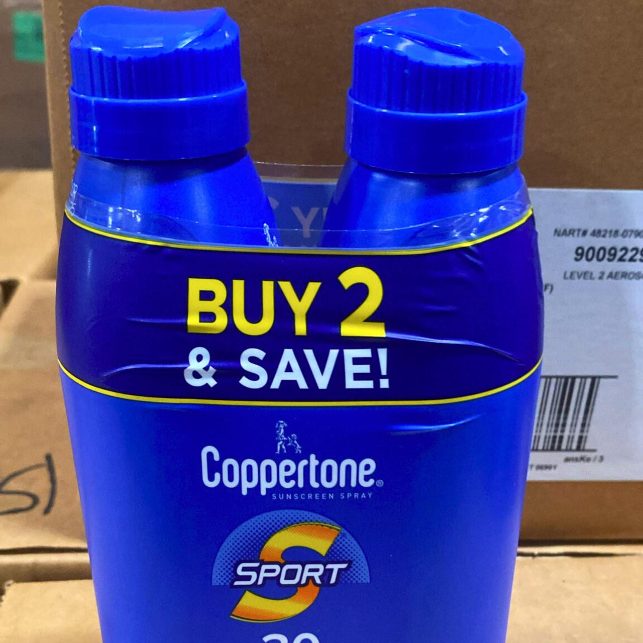 Coppertone Protector solar en aerosol Sport 30 4 en 1 Performance PAQUETE DOBLE SPF 30 Peso neto total 11 OZ (lote de 72 piezas)