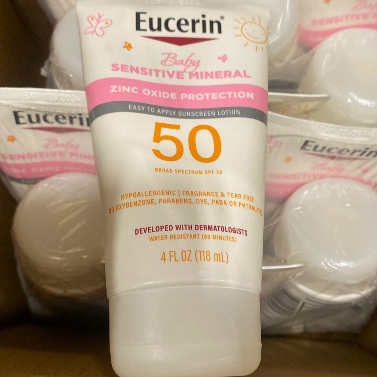 Eucerin Sun Sensitive Mineral Baby Sunscreen SPF 50, Sunscreen Lotion 4 Fl Oz Tube (45 Pcs Lot)