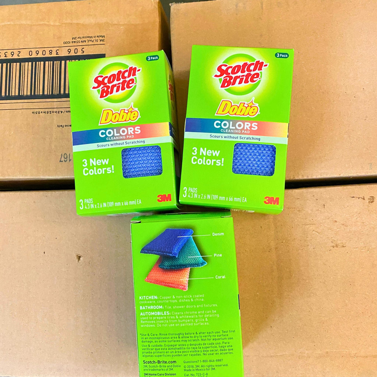 Scotch Brite Dobie Colors Cleaning Pad Scours Without Scratching 3 pack