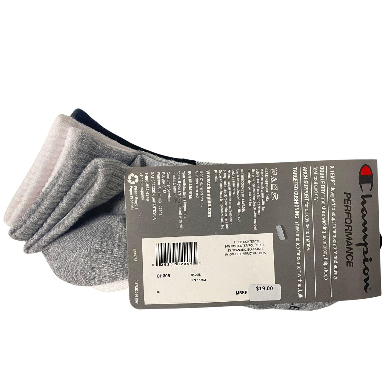 Champion Women's Ankle Socks (6 Pair/Pack - 12 Packs/Case) - Discount Wholesalers Inc