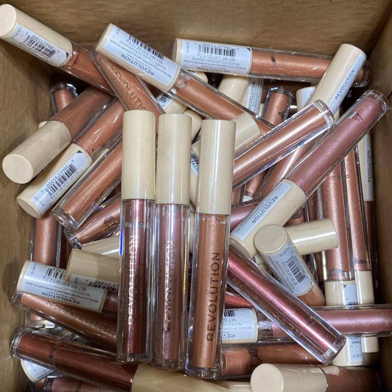 Revolution Makeup London Metallic Lip Gloss Nudes Collection 0.07oz (50 Pcs Lot) - Discount Wholesalers Inc